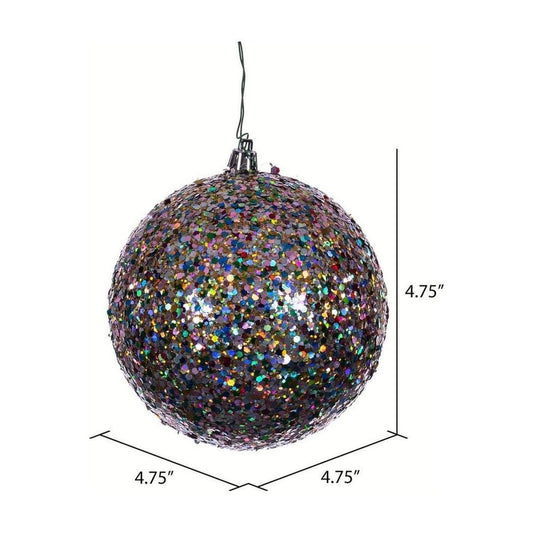 4.75" Multi-color Sequin Glitter Ball Ornament (Set of 4)