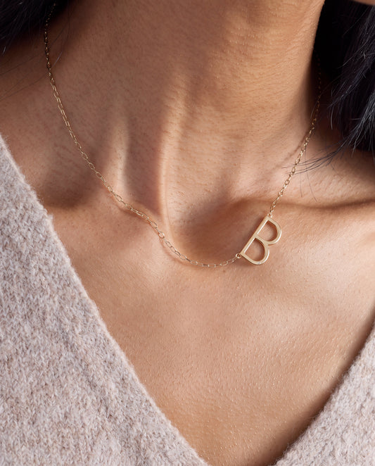 Initial B Precious Elongated Necklace