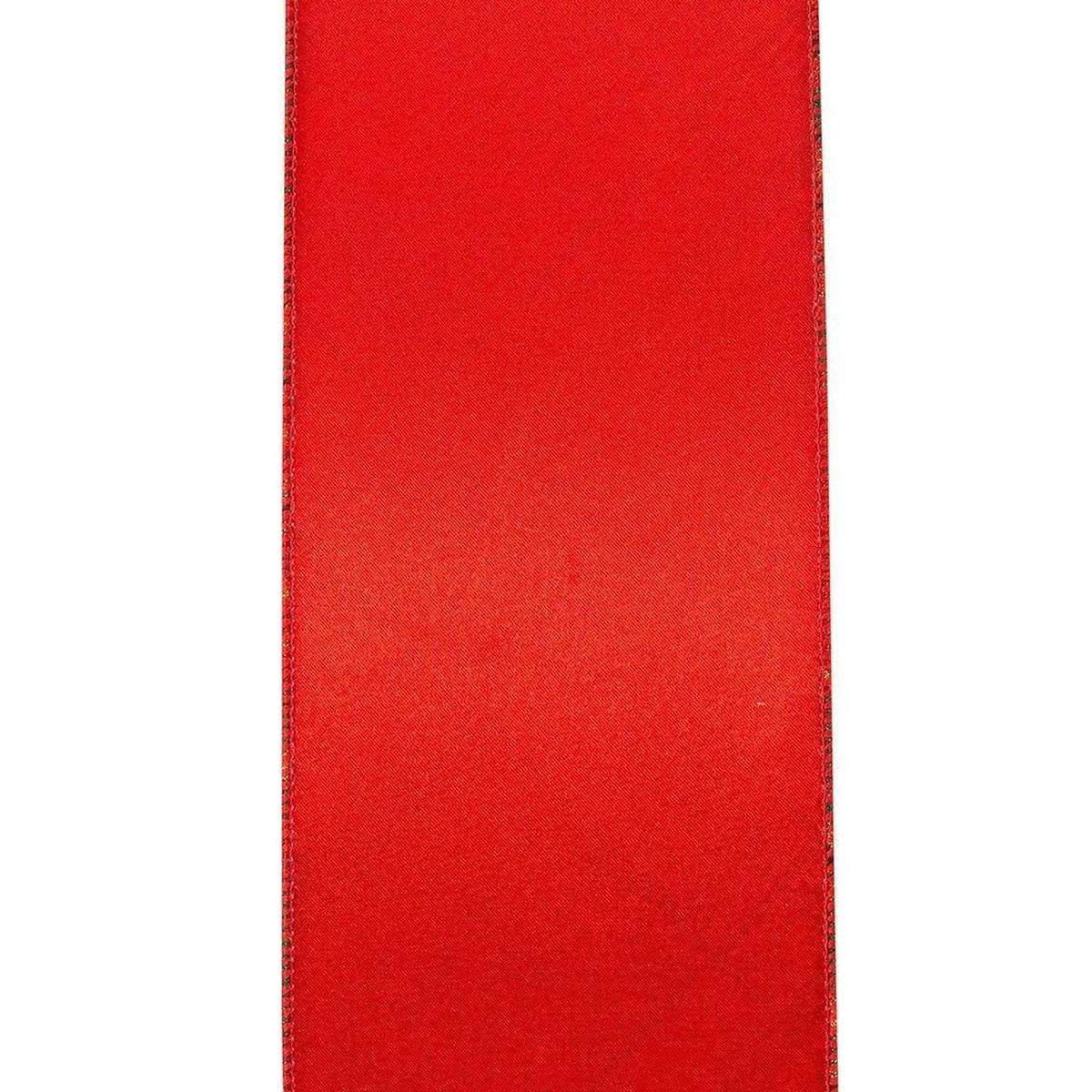 4in Metallic Diagonal Plaid Ribbon: Red (10 Yards)