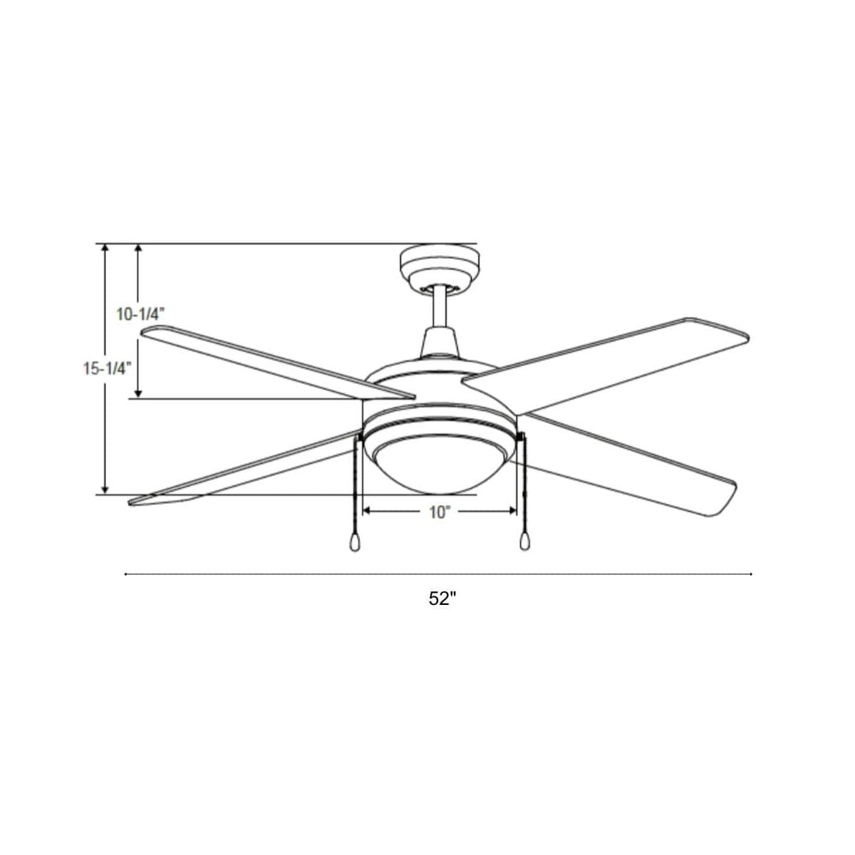 52" Europa IV 4-Blade Ceiling Fan Black Finish with Integrated LED Light