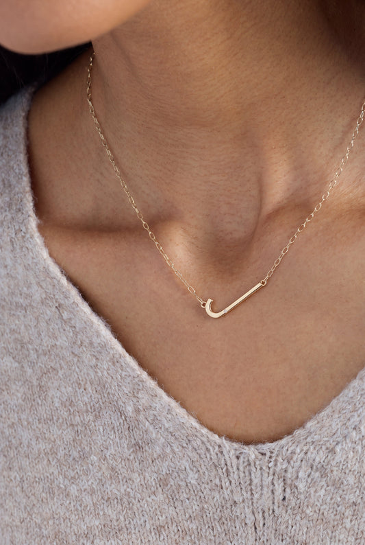 Initial J Precious Elongated Necklace