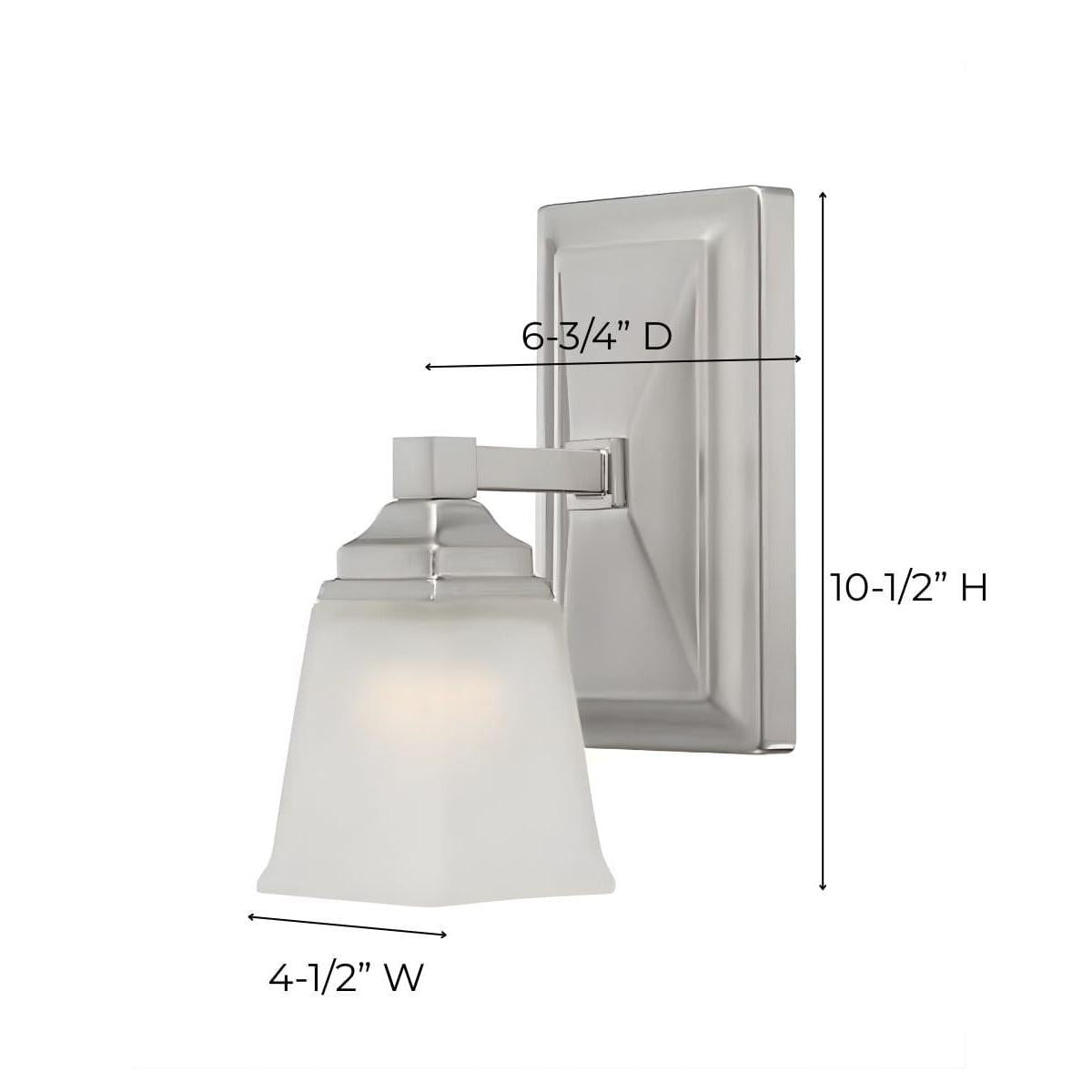 5"W 1-Light LED Bath Vanity Light Fixture Brushed Nickel Finish with Square Shade