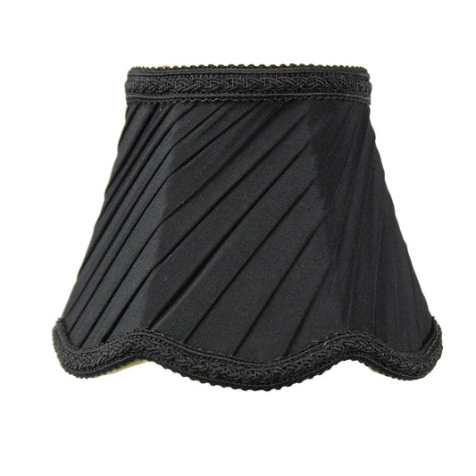 5"W x 4"H Set of 6 Pleated Scallop Clip-on Candelabra Lampshade Black Fabric