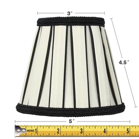 5"W x 5"H Eggshell with Black Chandelier Clip-On Lampshade
