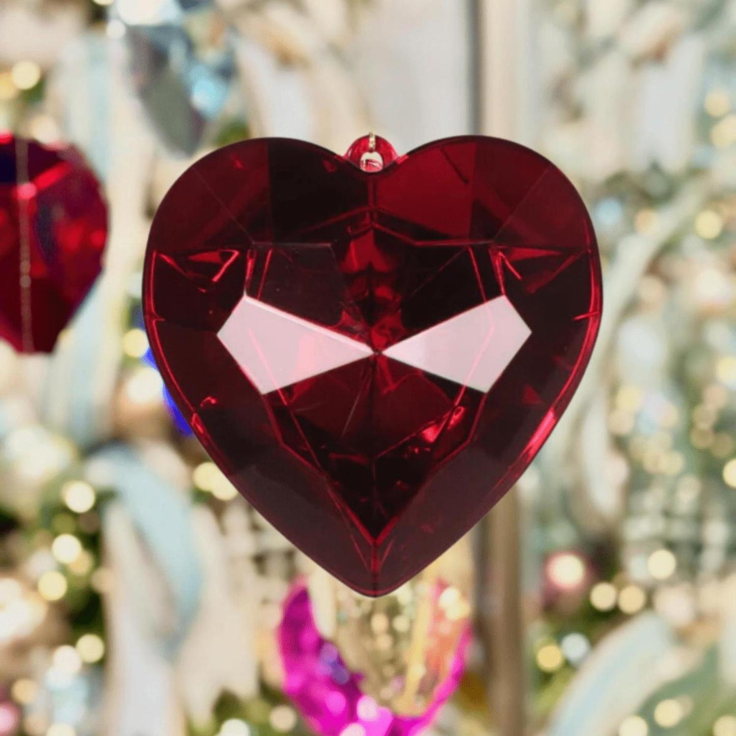6" Acrylic Heart Jewel Ornament: Ruby