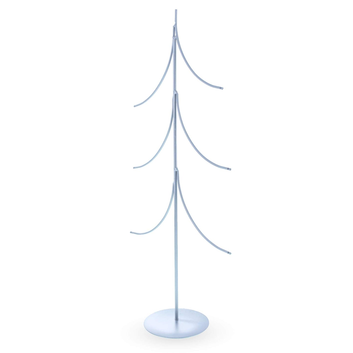 6-Arm Tiered Tree Silver Metal Ornament Display Stand 14 Inches