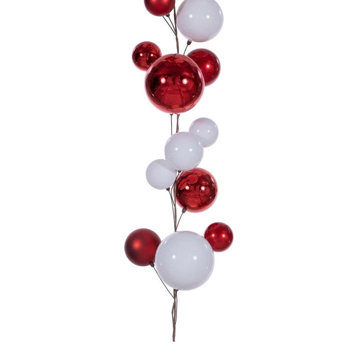 6' Red and White Ball Branch Garland