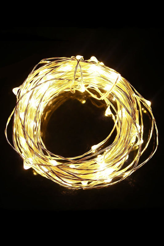 60 LED Silver Copper Fairy String Light with Timer in Warm White