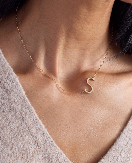 Initial S Precious Elongated Necklace