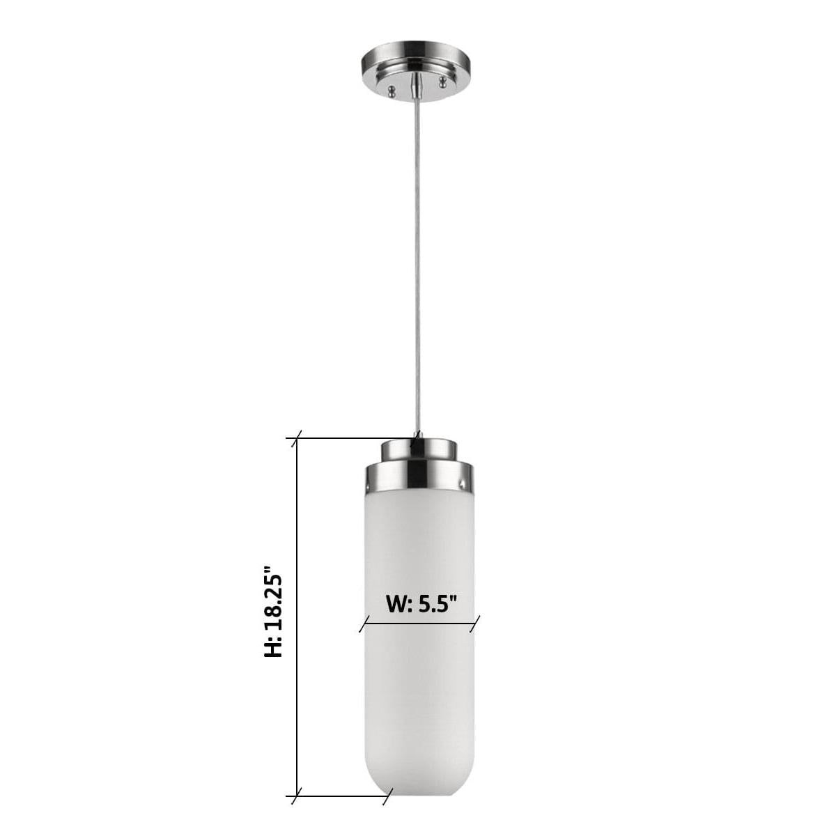 6"W Solar 1-Light Polished Nickel Pendant With Frosted Glass Shade