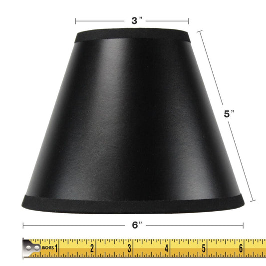 6"W x 5"H Set of 6 Black Parchment Gold-Lined Chandelier Candle Clip Lamp Shade