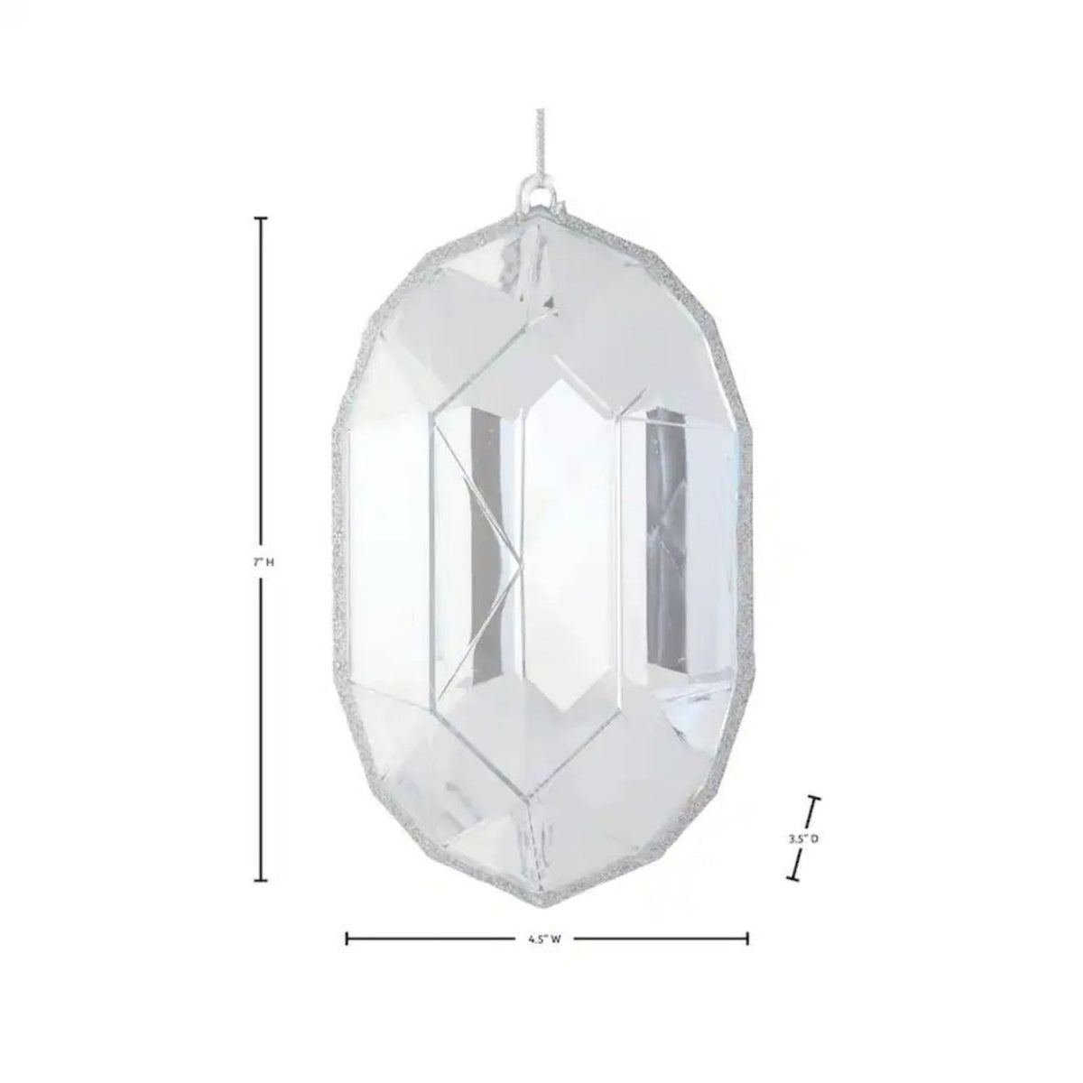 6.5" Acrylic Oval Jewel Ornament: Clear