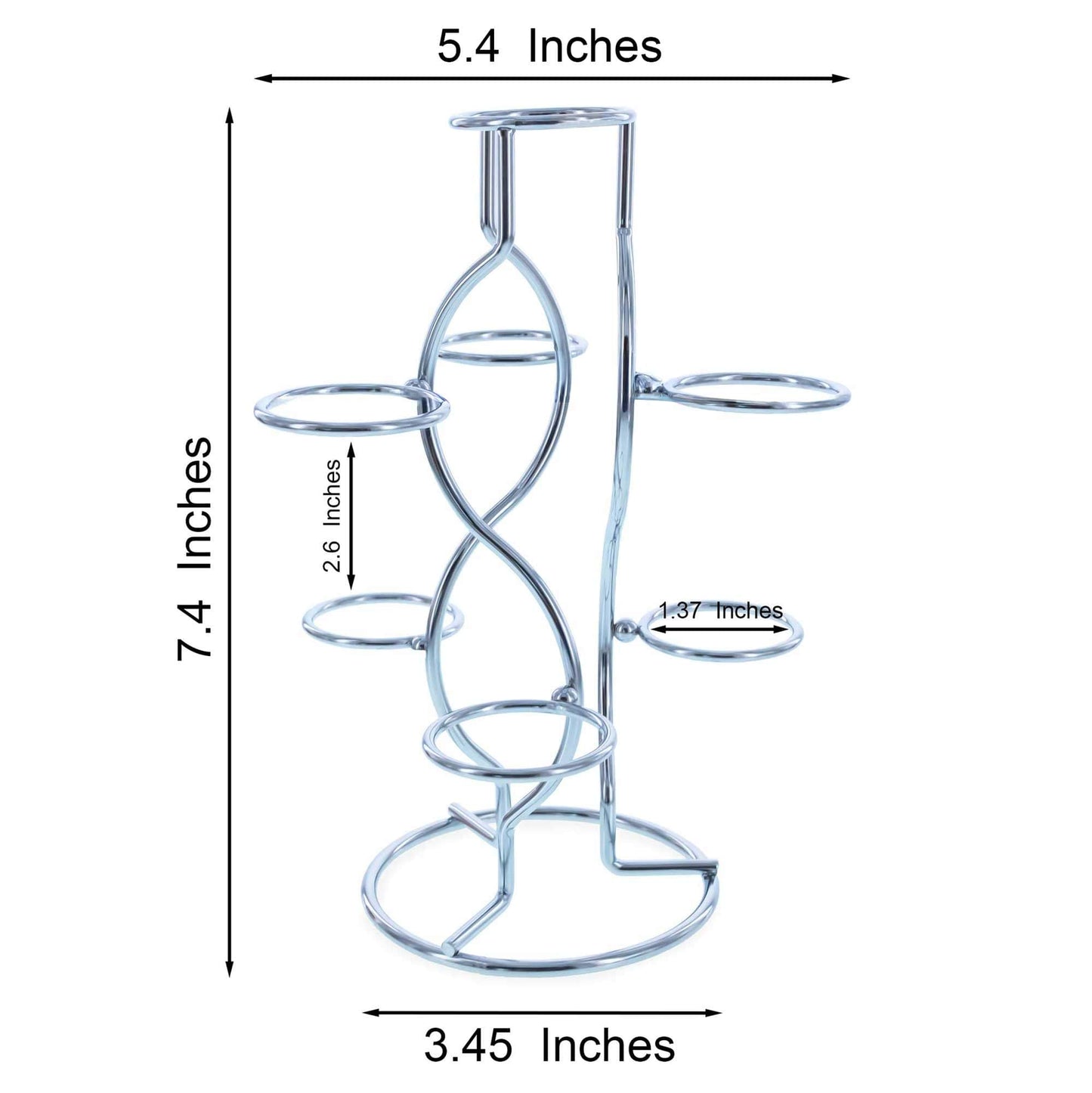 7-Ring 3-Tier Silver Wire Metal Sphere Crystals Egg Stand Holder Display 7.4 Inches