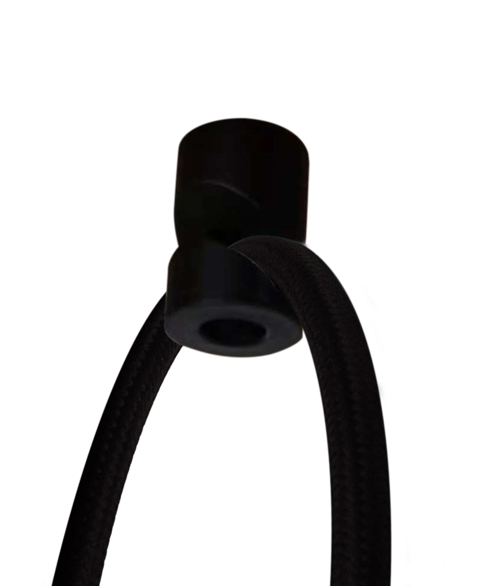 16"W 2 Light Swag Plug-In Pendant White Linen Drum with Diffuser Black Cord