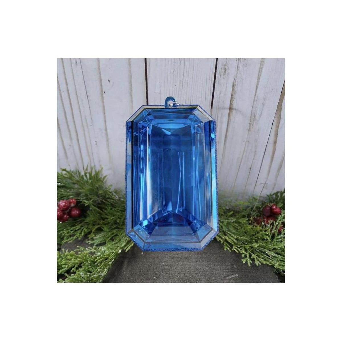 8" Acrylic Rectangle Jewel Ornament: Blue (Set of 2)