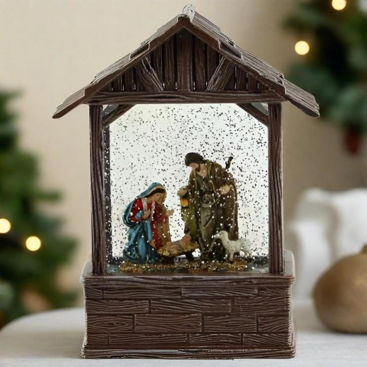 8.25" Nativity Scene Water Lantern
