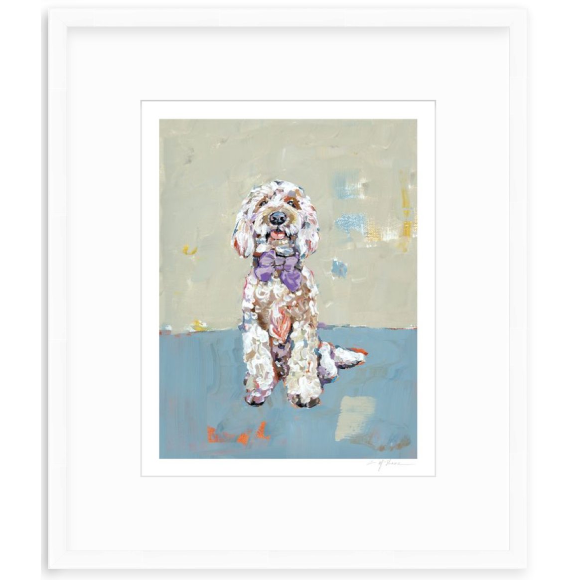 Doodle Dog (blue background) Fine Art Print