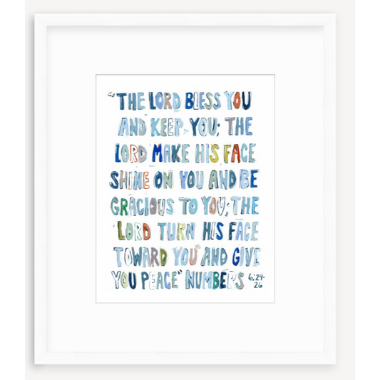 Numbers 6: 24-26 Blue Bible Verse Fine Art Print
