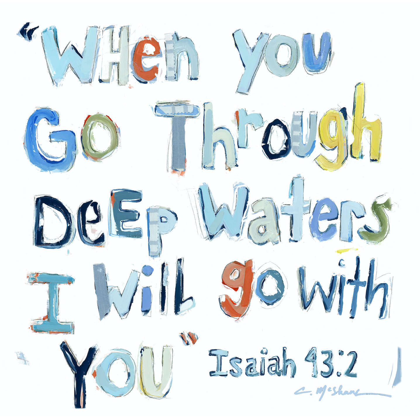 Isaiah 43:2 Bible Verse Acrylic Tabletop Art