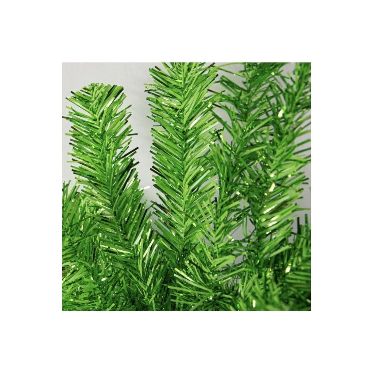 9' Green Tinsel Garland, Unlit