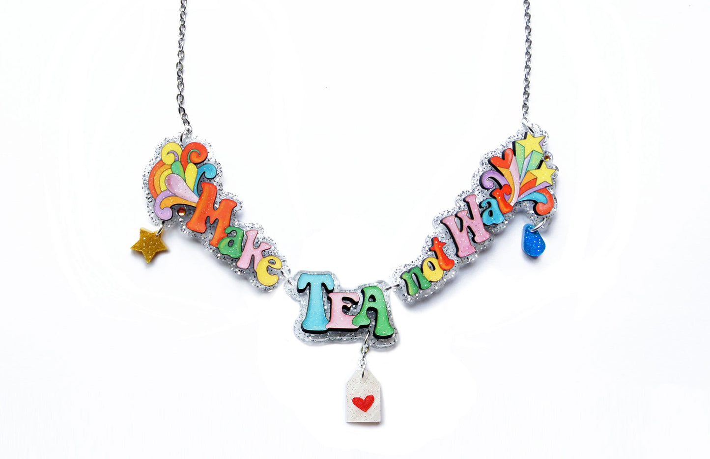 Make Coffee Not War Necklace by Laliblue – Retro Statement Necklace Vintage Inspired