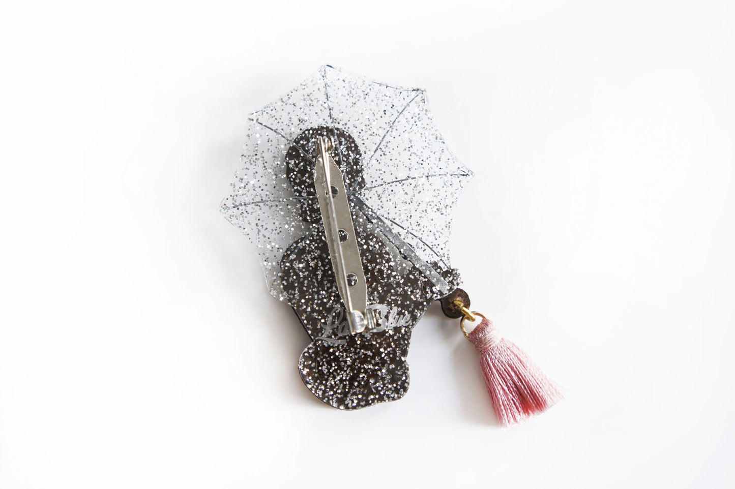 Umbrella Girl Brooch by Laliblue – Retro Kitschy Statement Brooch for Collectors