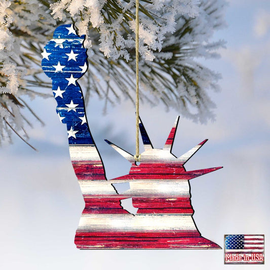 Statue of Liberty Rustic Wooden Ornaments - American Patriotic Decor - 8198918