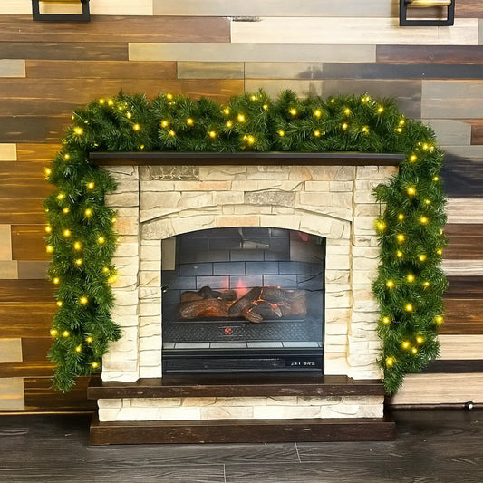Green Garland with Warm White Lights | 99'X 8"