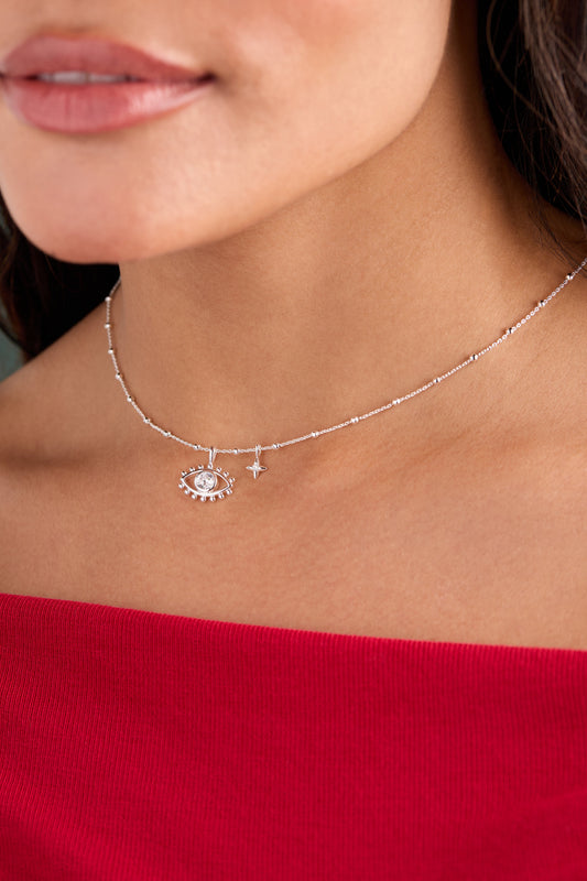 Evil Eye Duo Charm Necklace