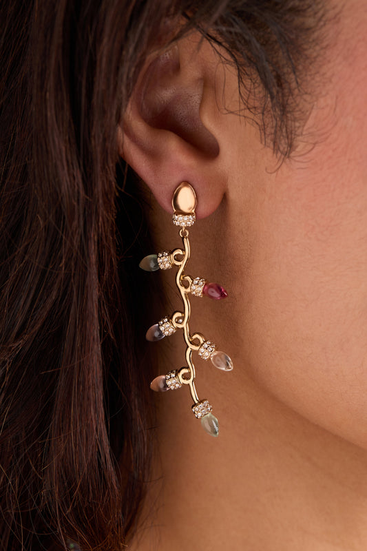 a close up of a woman's ear