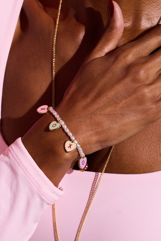Sweethearts® ‘XOXO’ Heart Charm Beaded Pearl Bracelet