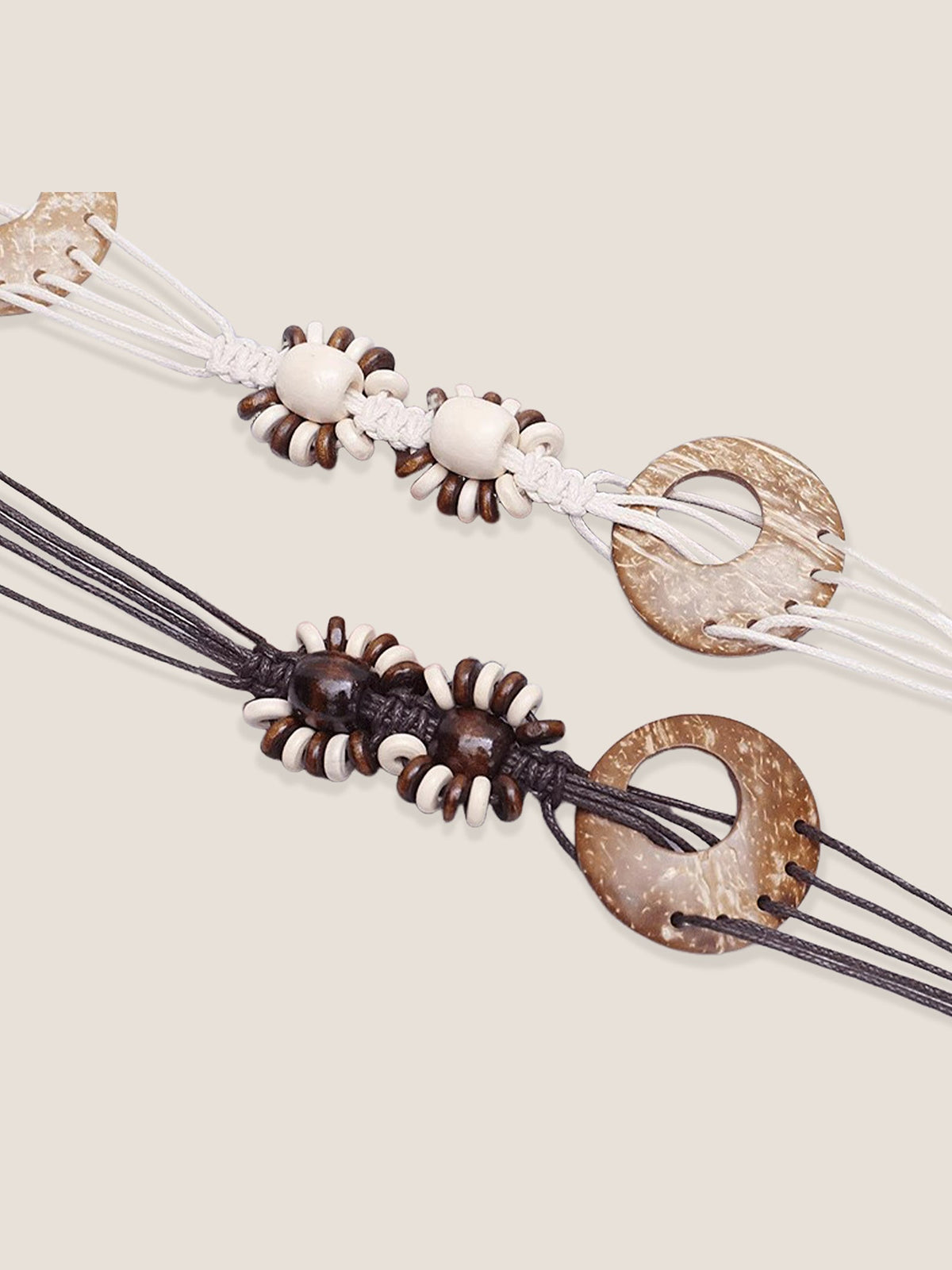 Bohemian Artisanal Waxed Cord & Cowhide Woven Thin Belt