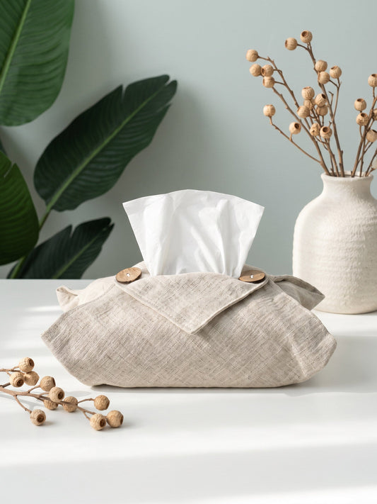 Linen Tissue Box Storage Cover