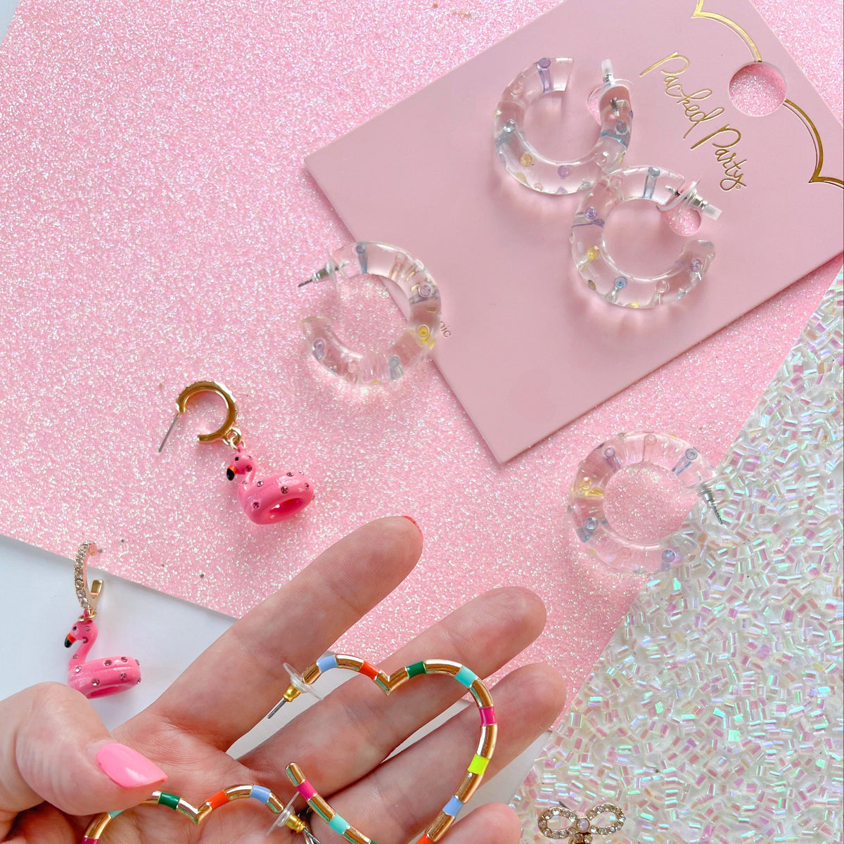 Pastel Confetti Hoop Earrings