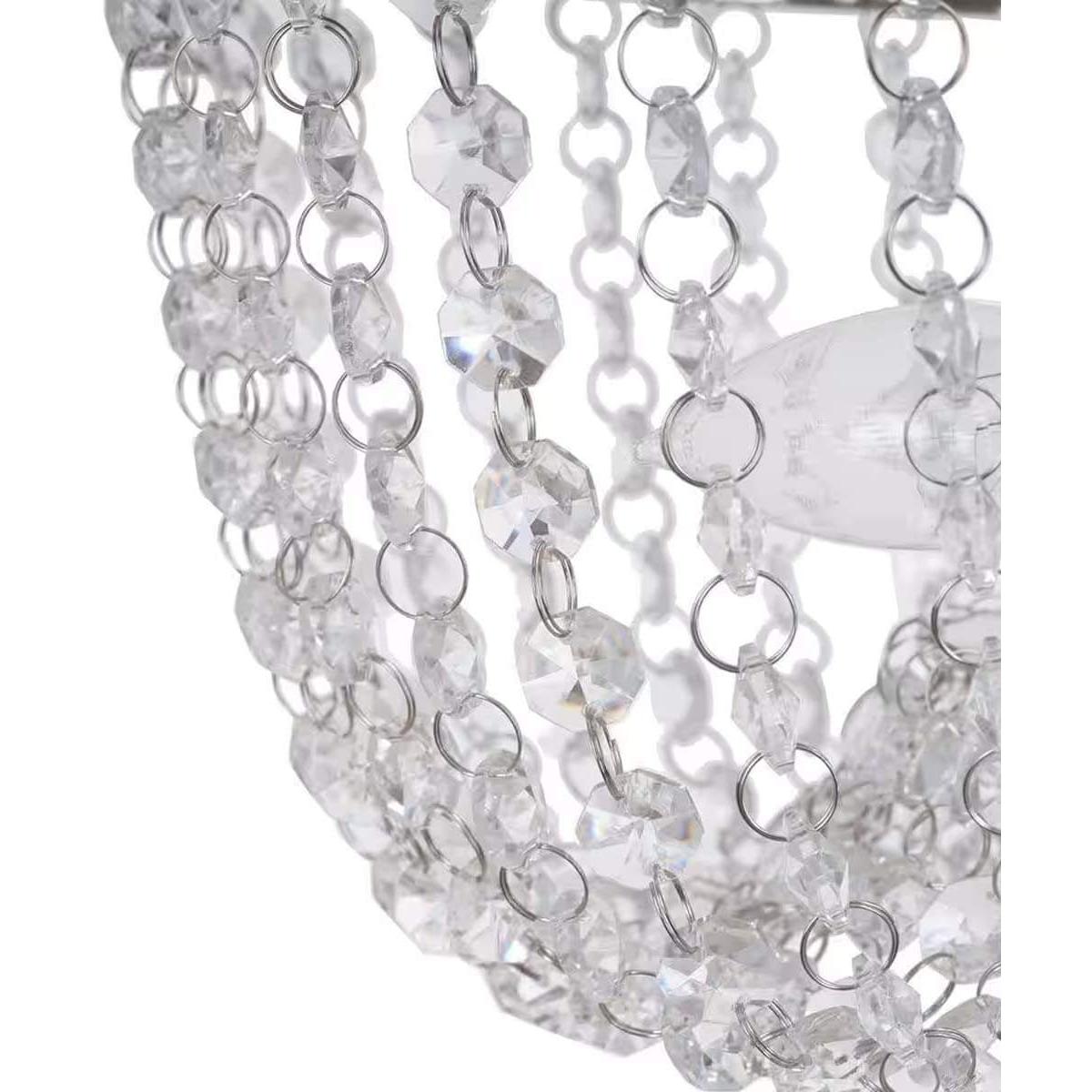 Alsy 16"W 4-Lights Bling Polished Nickel Pendant Chandelier with Crystal Glass Beads