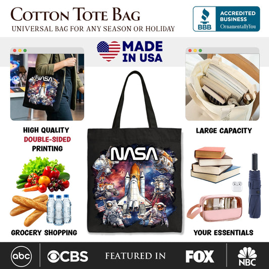 Artistic NASA Handcrafted Tote Bag, Astronaut in Outer Space with the Planets Gift Shopper