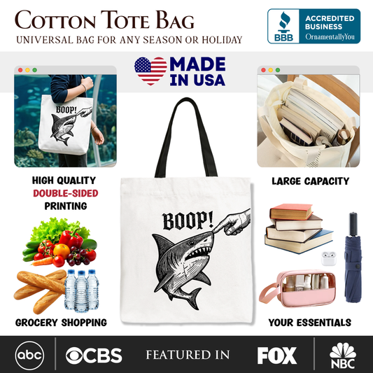 Boop Shark Tote Bag, Funny Ocean Gift Shopper Animal Gift Shopper
