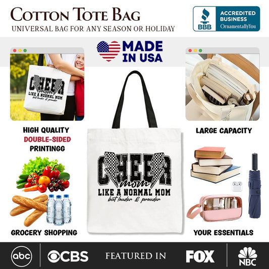 Cheer Mom Lightning Canvas Tote Bag, Cheerleader Retro Gift Shopper for Proud Sports Mothers