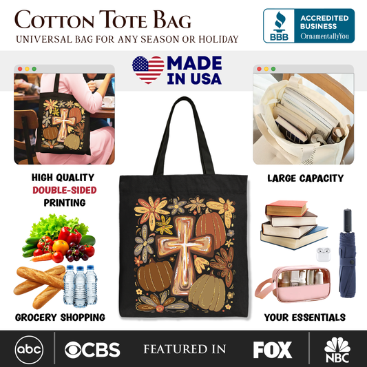 Fall Blessings Tote Bag, Autumn Christian Faith Gift Shopper