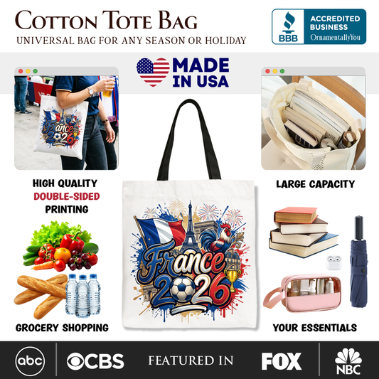 France 2026 Soccer Cup Global Championship Tote Bag, Fans Football Gift Shopper