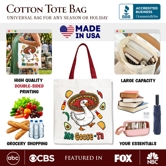 Me Goose-Ta Funny Tote Bag, Mexican Sombrero Goose Gift Shopper