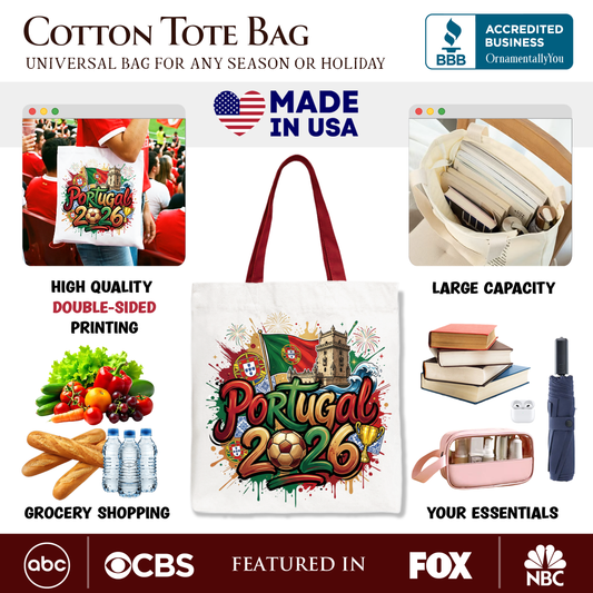 Portugal 2026 Soccer Cup Global Championship Tote Bag, Fans Football Gift Shopper