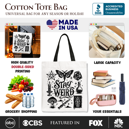 Stay Weird Witchy Vibes Tote Bag, Mystical Halloween Gift Shopper for Powerful Women