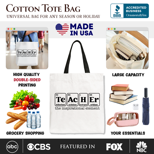 Teacher The Inspirational Element Tote Bag, Periodic Table Appreciation Gift Shopper