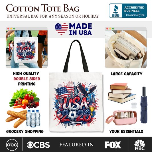 USA 2026 Soccer Cup Global Championship Tote Bag, Fans Football Gift Shopper
