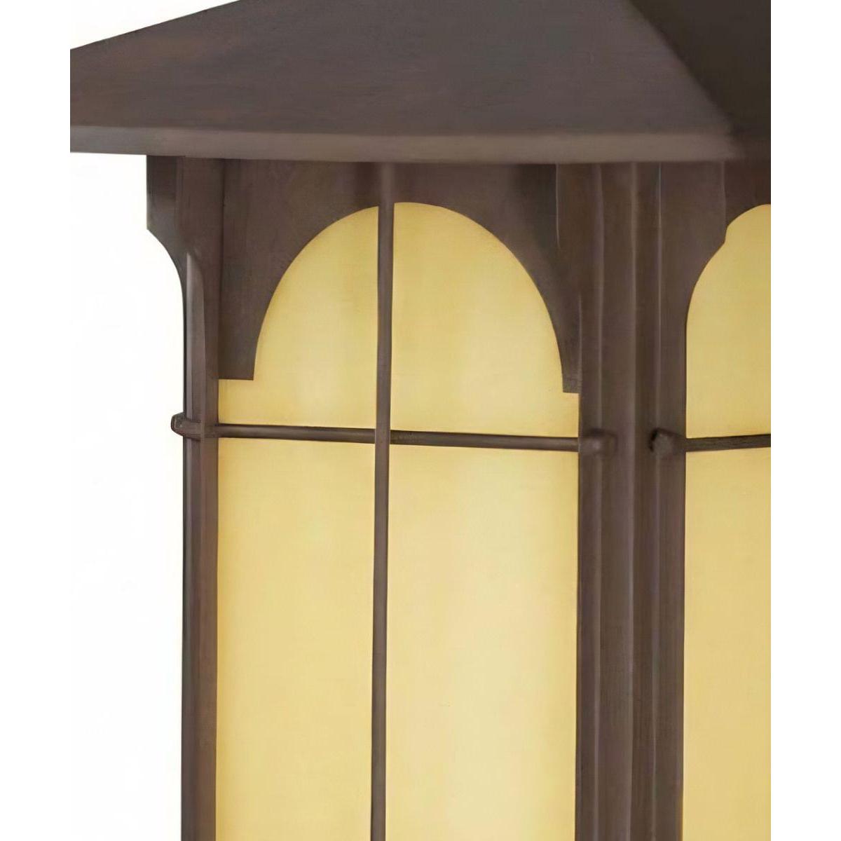 Aztec 14"H 1-Light Olde Brick Bronze Finish with Amber Honey Opal Glass Shade Outdoor Wall Lantern