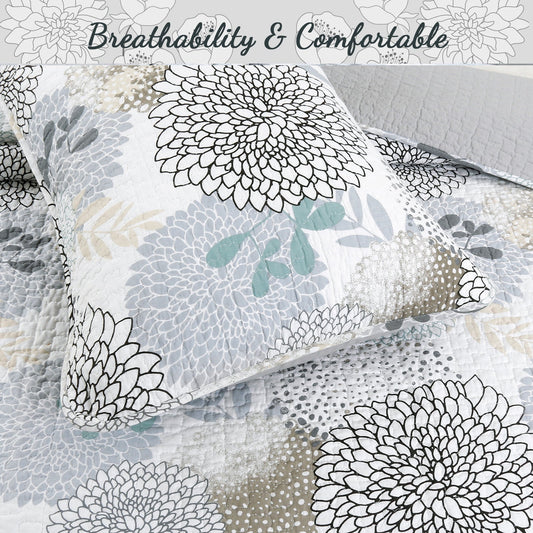 Nina Floral Cotton Reversible Quilt Bedding Set