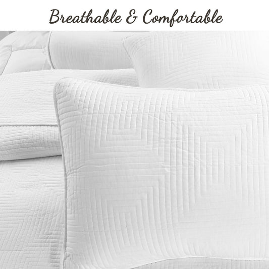 Maze White Cotton Reversible Quilt Bedding Set