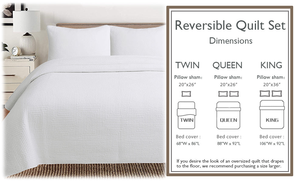Maze White Cotton Reversible Quilt Bedding Set