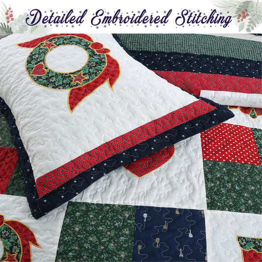 Merry Christmas Reversible Quilt Bedding Set
